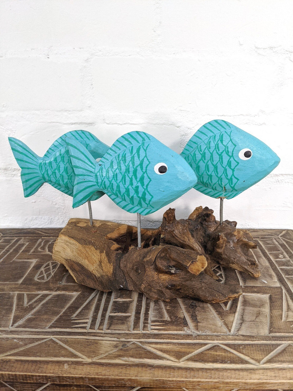 3 Fish on Distressed Driftwood