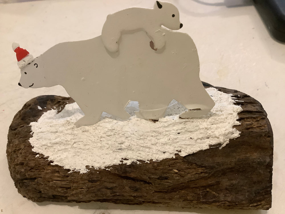 Polar Bear and cub on block