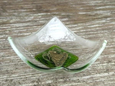 Gold Heart Trinket Dish - Green
