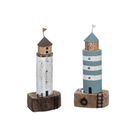 Lighthouse On Wooden Block