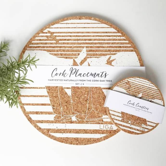 Thin Cork Coasters & Placemats, 4-pack